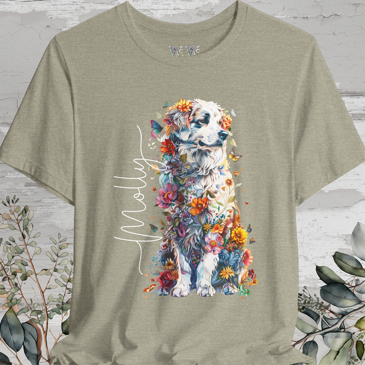 Great Pyrenees Floral Personalized T shirt