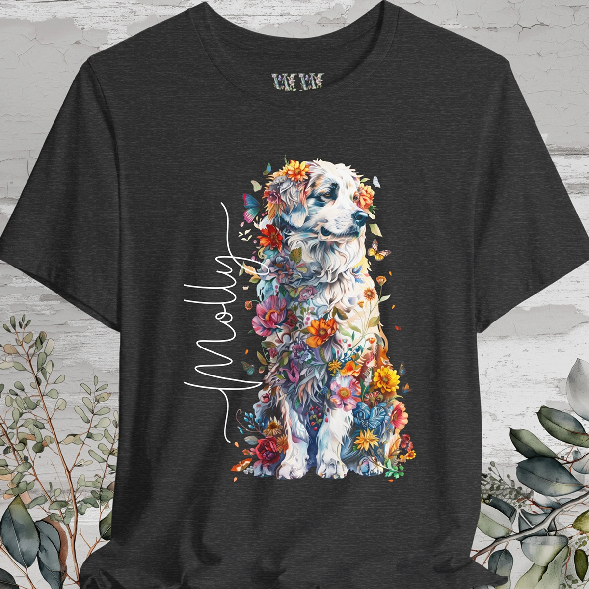 Great Pyrenees Floral Personalized T shirt