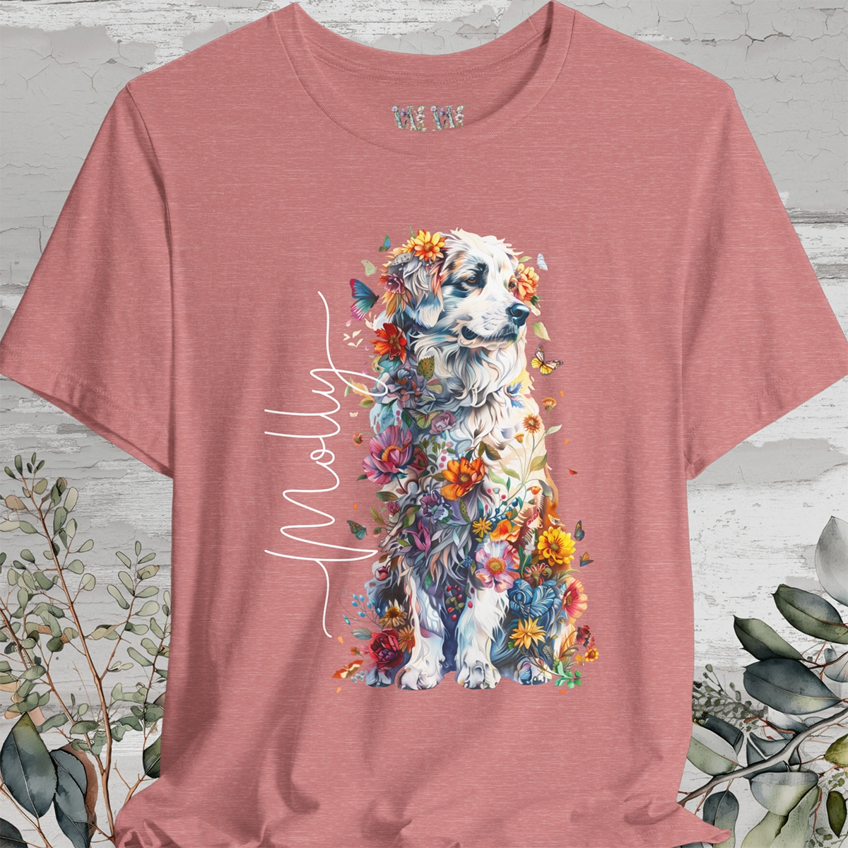 Great Pyrenees Floral Personalized T shirt