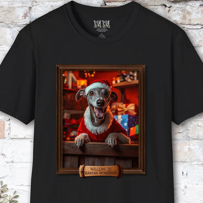 Greyhound Santa's Workshop Unisex T shirt