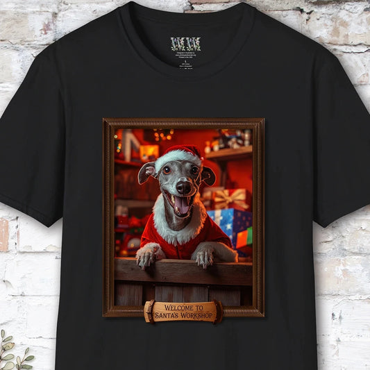 Greyhound Santa's Workshop Unisex T shirt