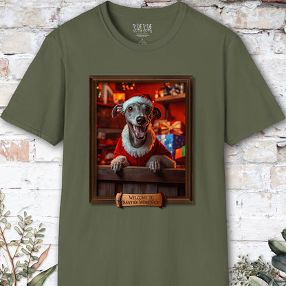 Greyhound Santa's Workshop Unisex T shirt