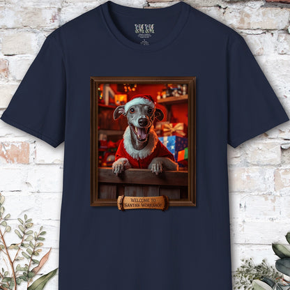 Greyhound Santa's Workshop Unisex T shirt