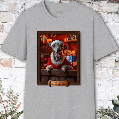 Greyhound Santa's Workshop Unisex T shirt