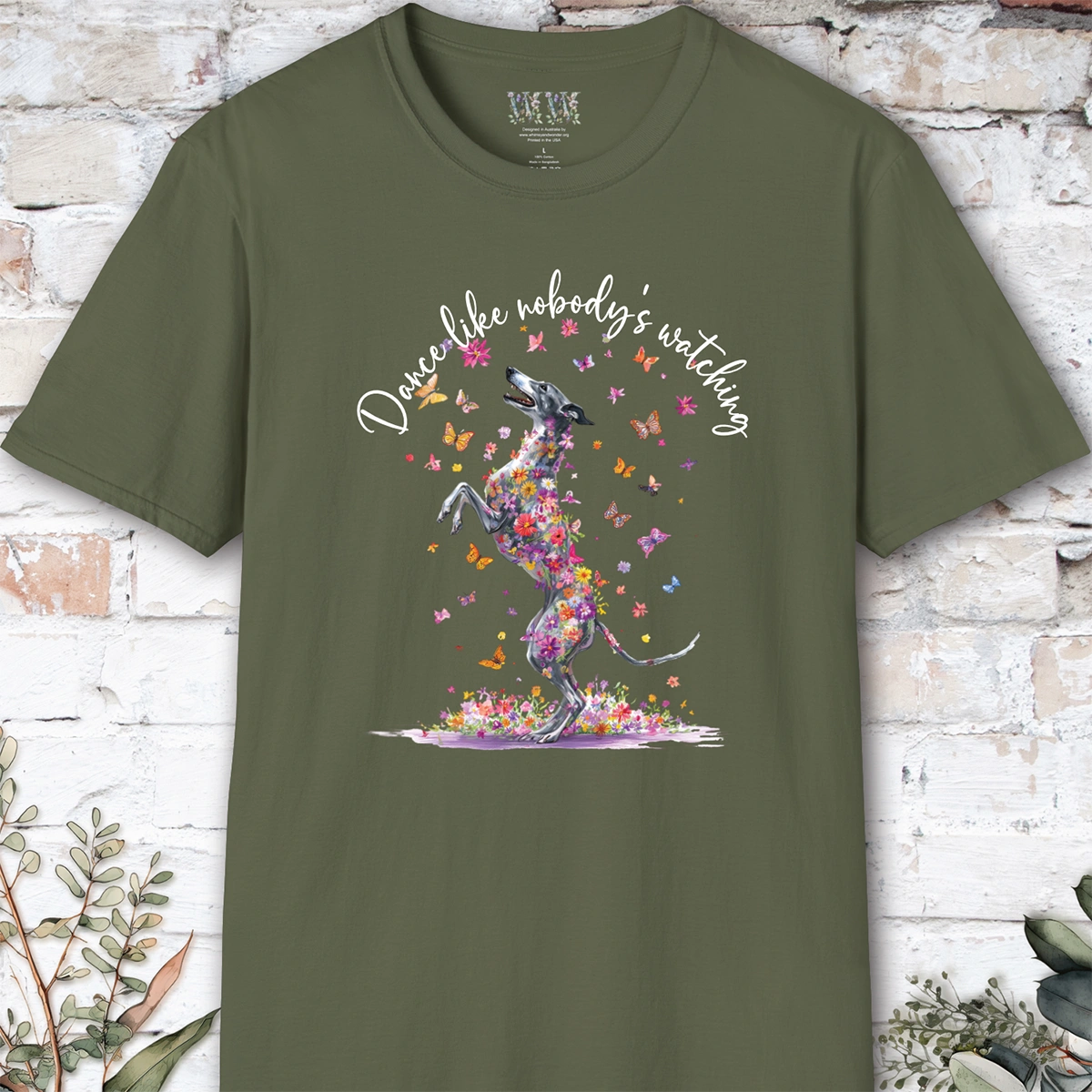 Greyhound #1 "Dance like nobody's watching" unisex T shirt