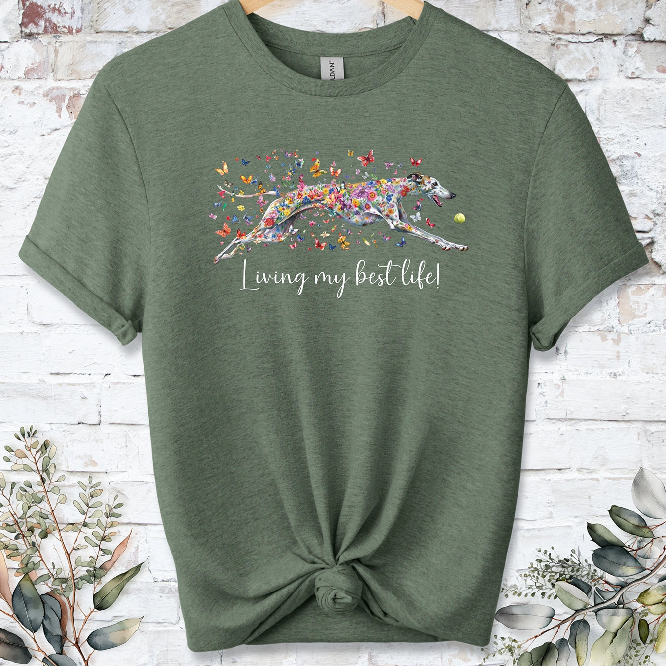 Greyhound #5 'Living my best life' T shirt