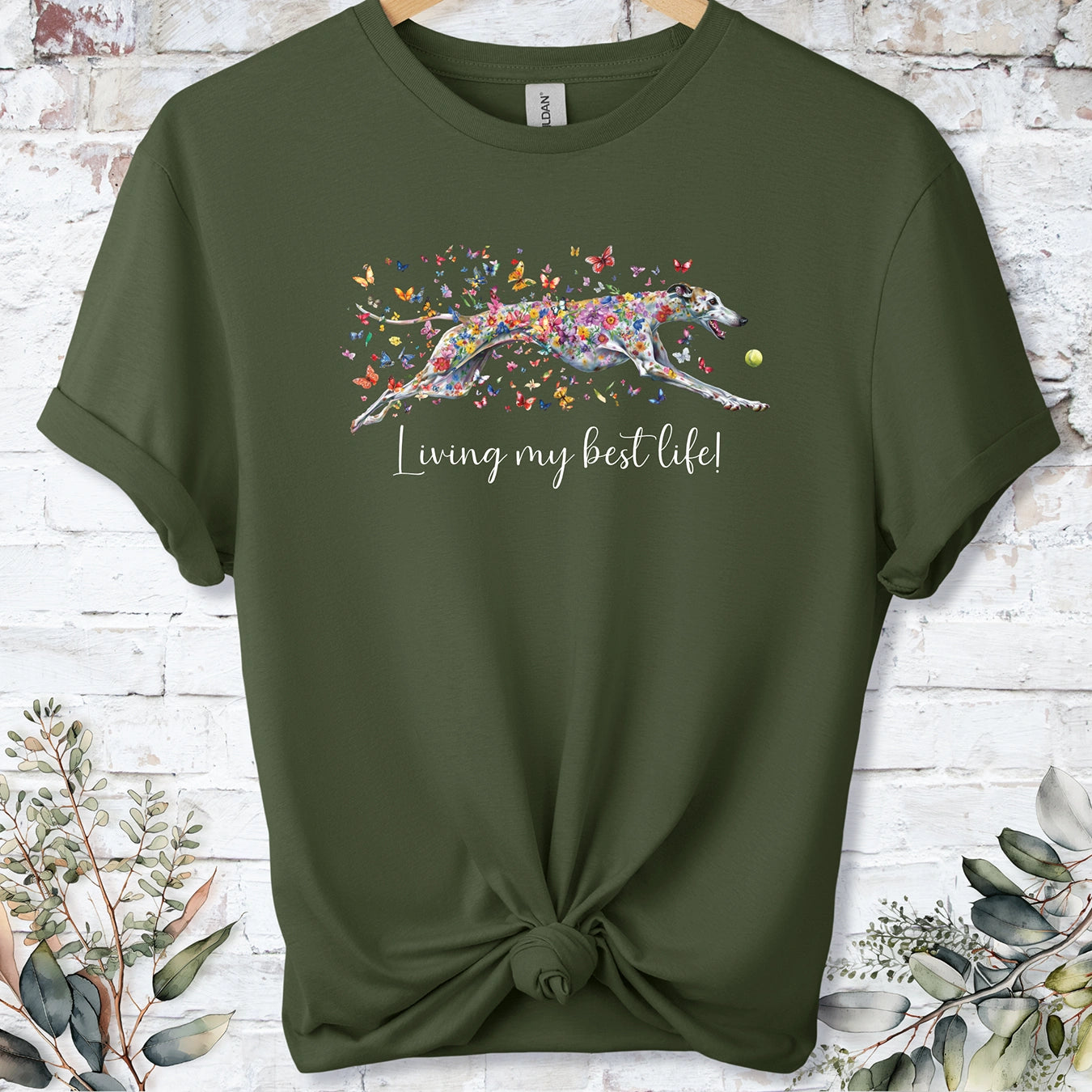 Greyhound #5 'Living my best life' T shirt