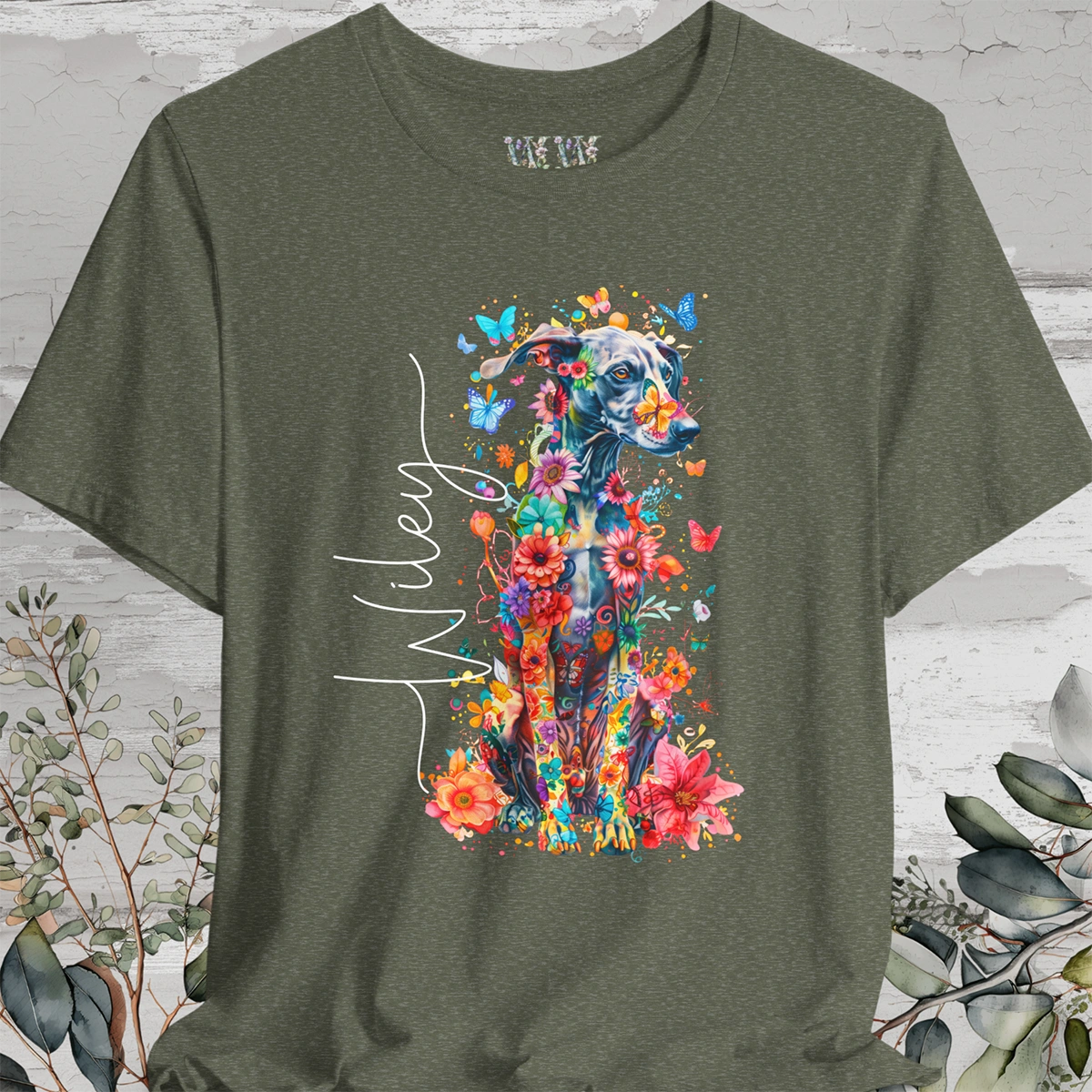 GREYHOUND floral Unisex tee shirt