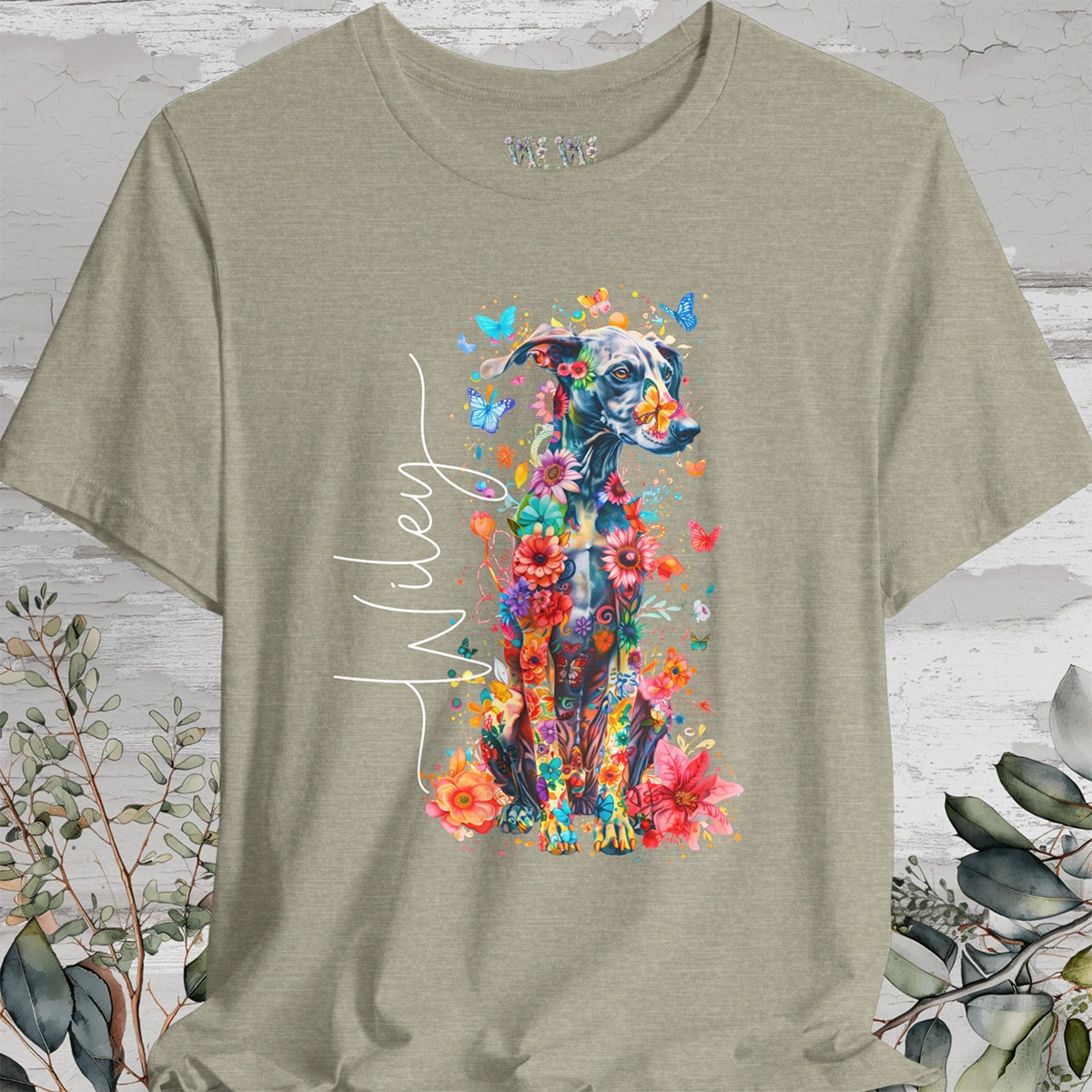 GREYHOUND floral Unisex tee shirt