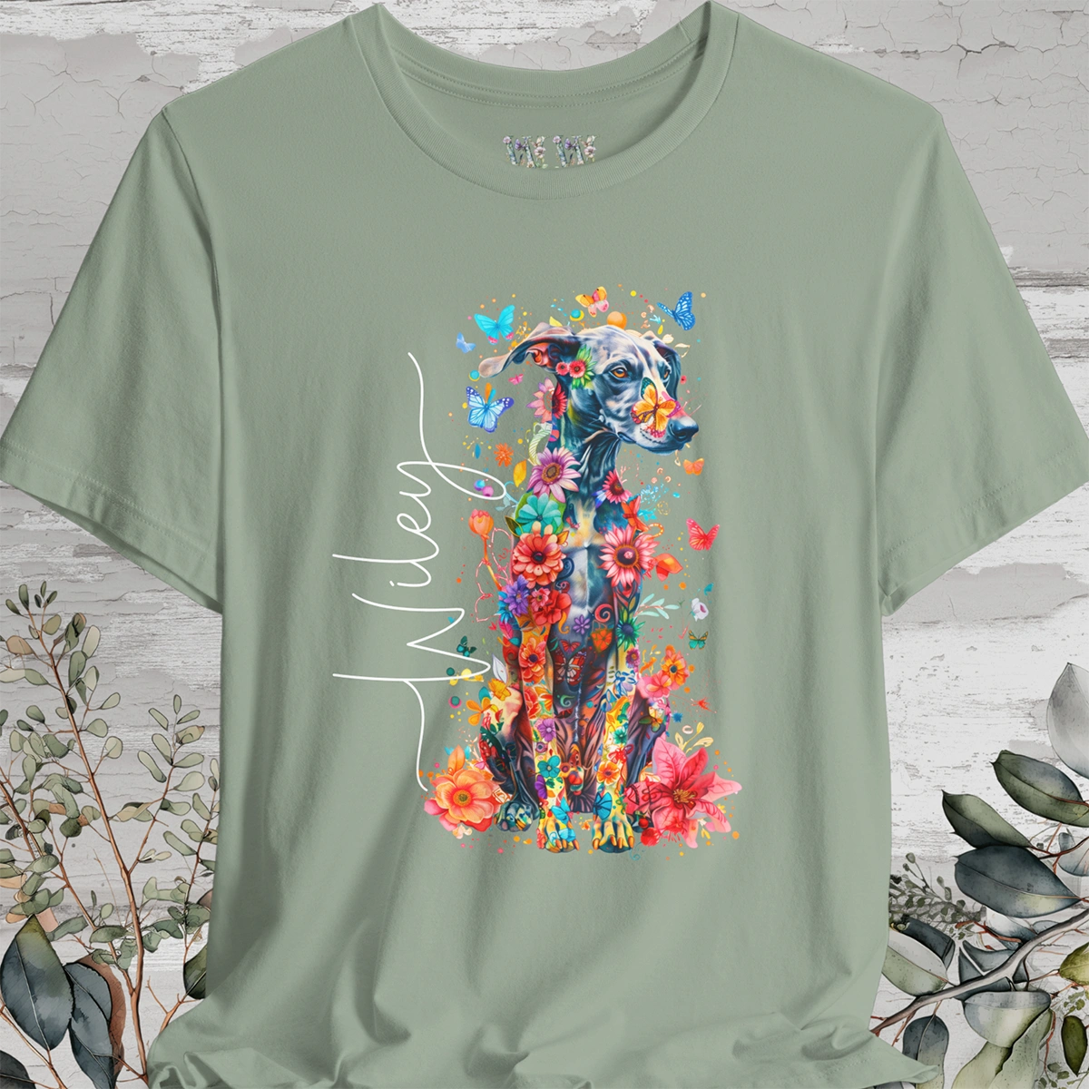 GREYHOUND floral Unisex tee shirt