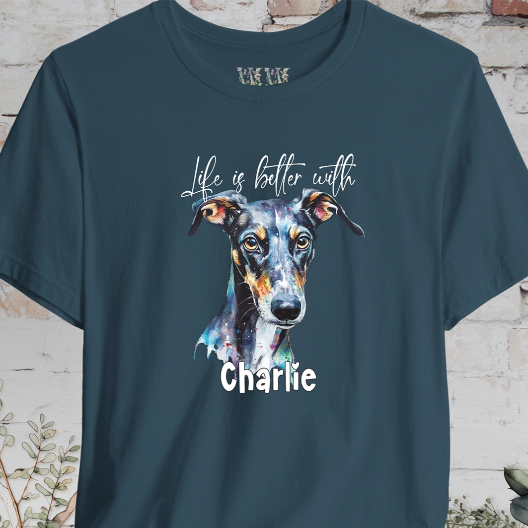 Greyhound/Whippet 'Life is better with' -  Personalized T shirt