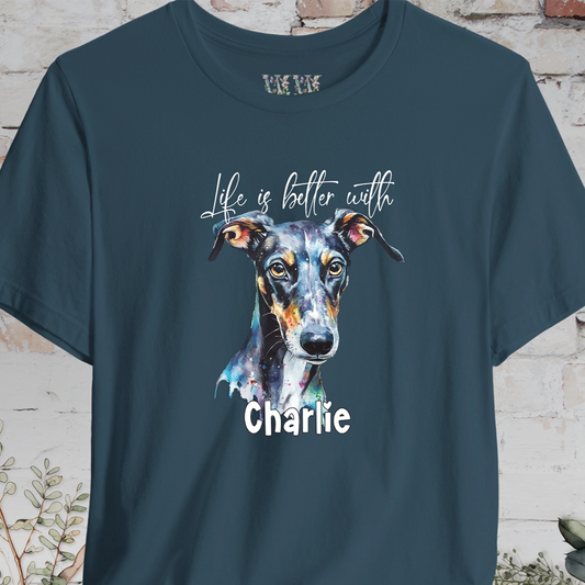 Greyhound/Whippet 'Life is better with' -  Personalized T shirt