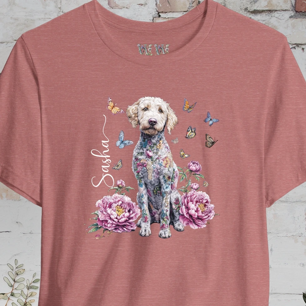 Labradoodle #1 Peony Butterfly T shirt