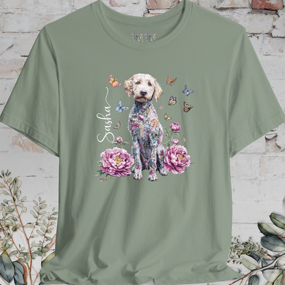 Labradoodle #1 Peony Butterfly T shirt