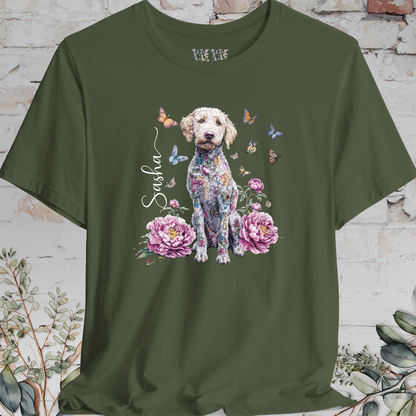 Labradoodle #1 Peony Butterfly T shirt