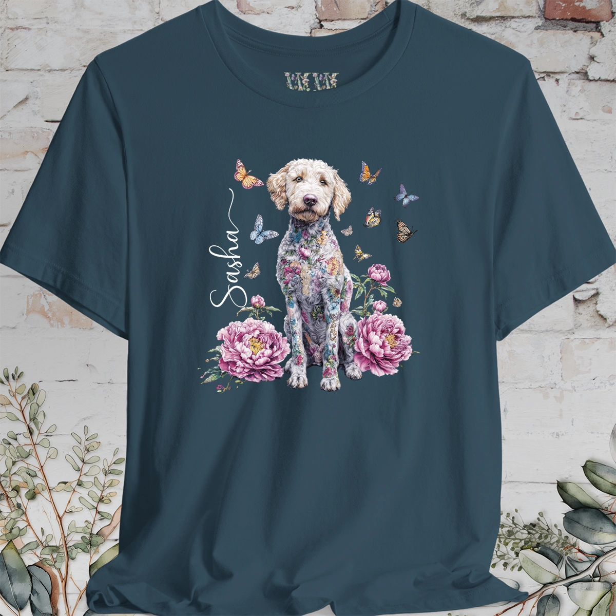 Labradoodle #1 Peony Butterfly T shirt