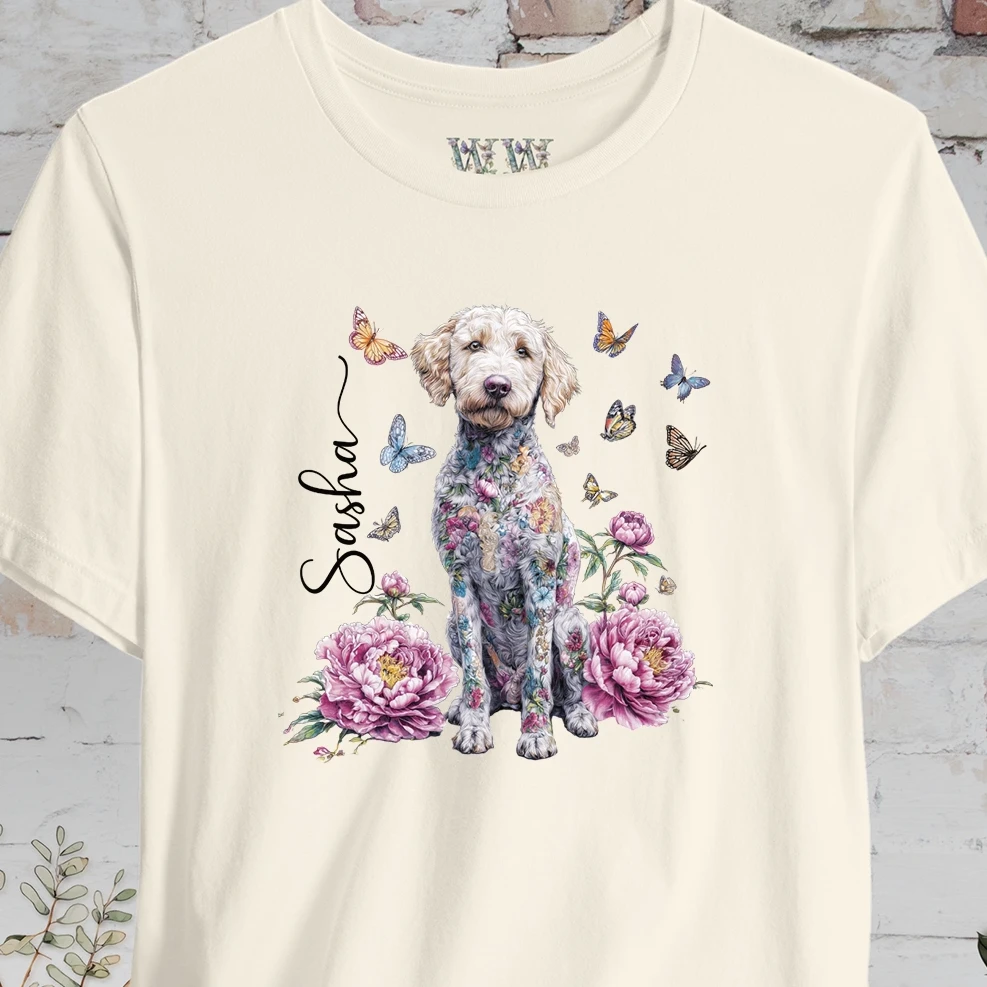 Labradoodle #1 Peony Butterfly T shirt