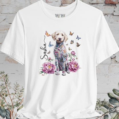 Labradoodle #1 Peony Butterfly T shirt