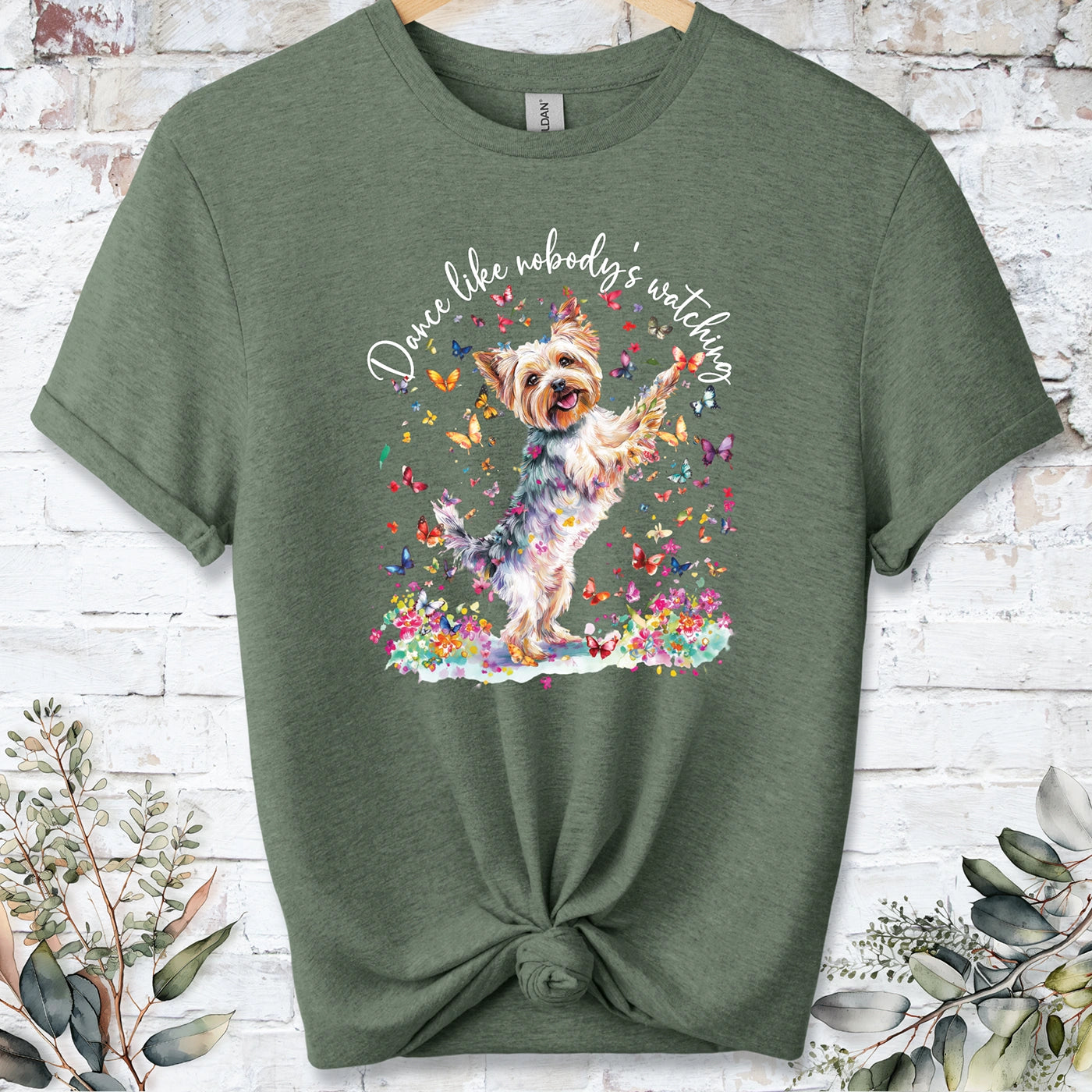 Yorkshire Terrier "Dance like nobody's watching" unisex T shirt