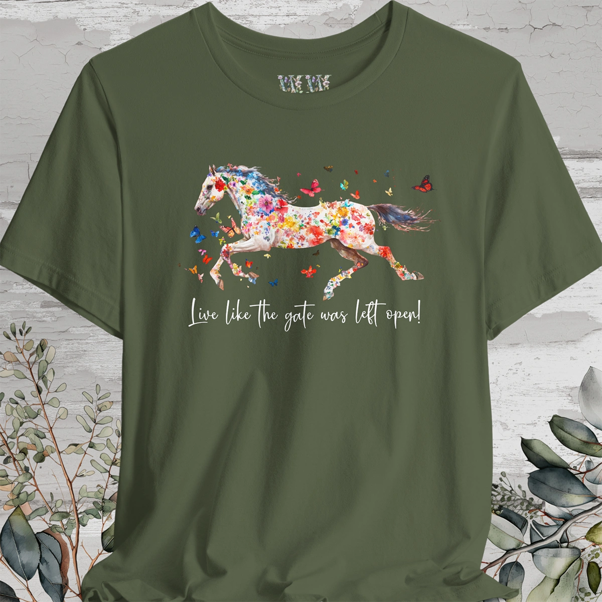 Horse #3 'Live like the gate was left open' T shirt