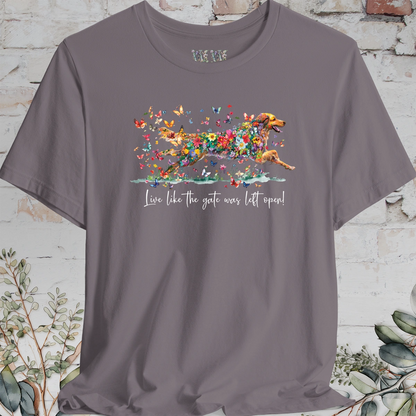 Hovawart #1 'Live like the gate was left open' T shirt