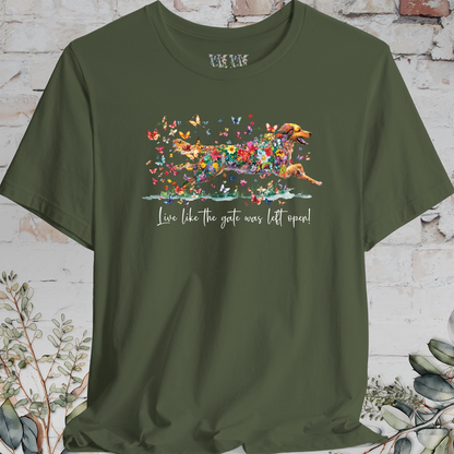 Hovawart #1 'Live like the gate was left open' T shirt