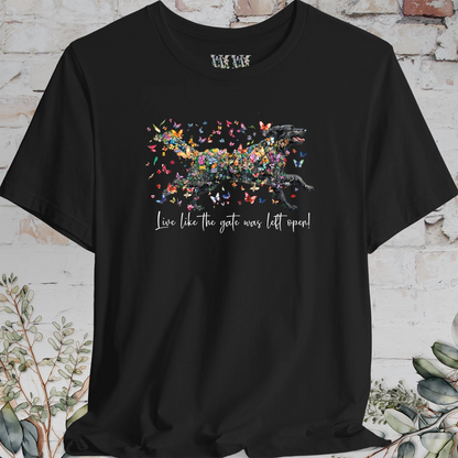 Hovawart #2 'Live like the gate was left open' T shirt