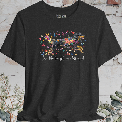 Hovawart #3 'Live like the gate was left open' T shirt