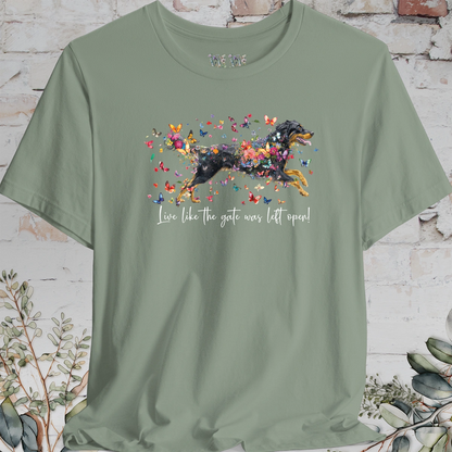 Hovawart #3 'Live like the gate was left open' T shirt