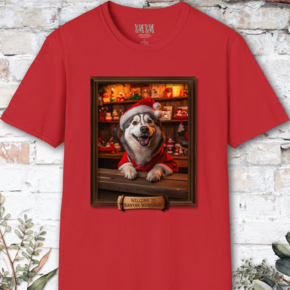 Husky Santa's Workshop Unisex T shirt