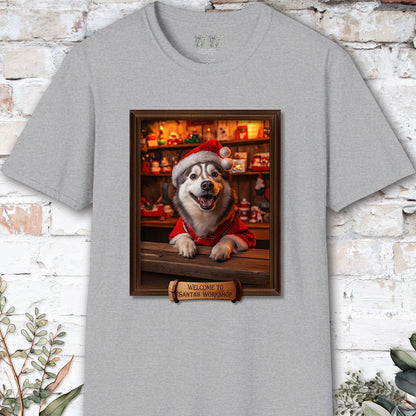 Husky Santa's Workshop Unisex T shirt