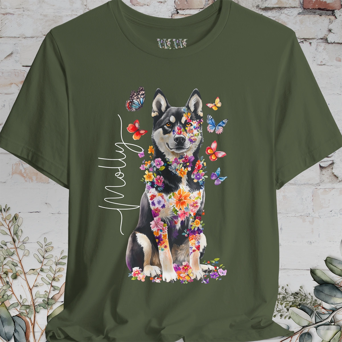 Husky #2 Floral Personalized T shirt