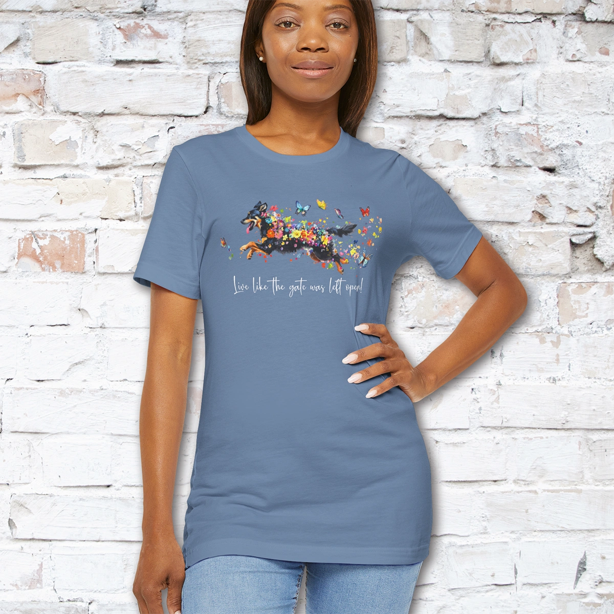 Husky #3 "Live like the gate was left open" Unisex T shirt