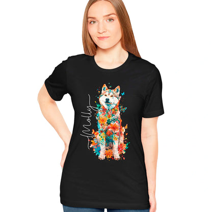 Husky Floral Personalized T shirt