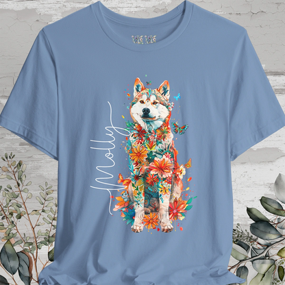 Husky Floral Personalized T shirt