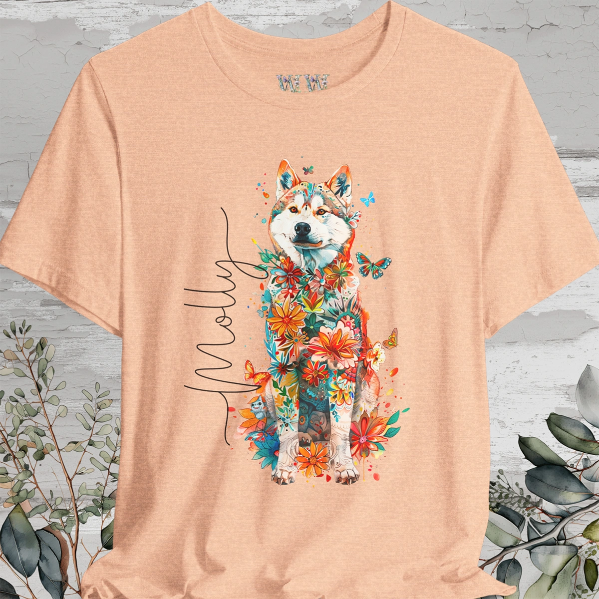 Husky Floral Personalized T shirt