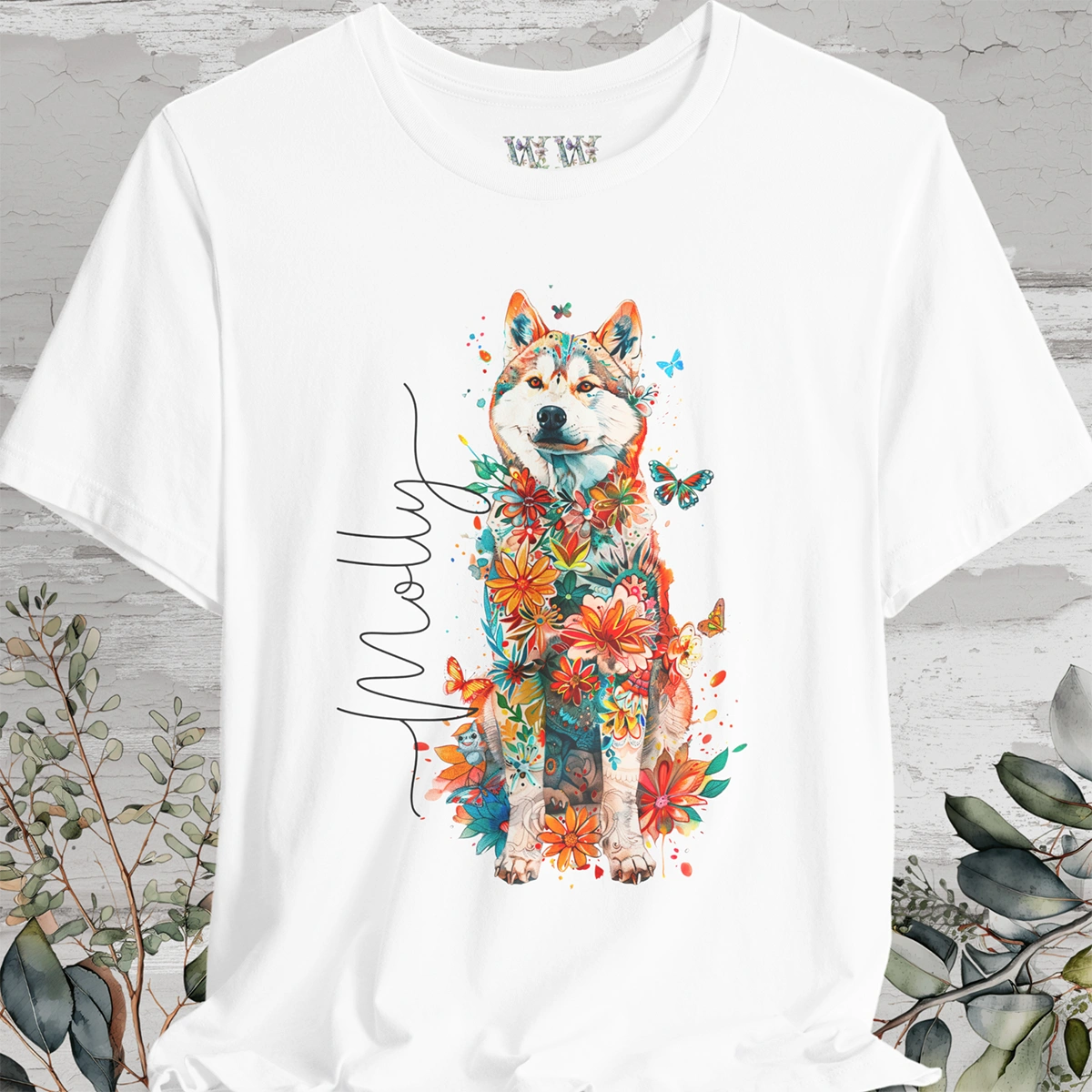 Husky Floral Personalized T shirt