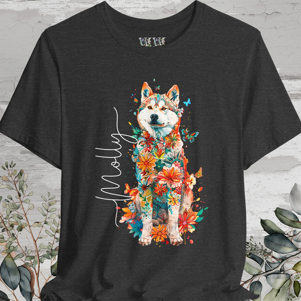 Husky Floral Personalized T shirt