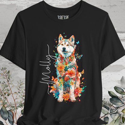 Husky Floral Personalized T shirt