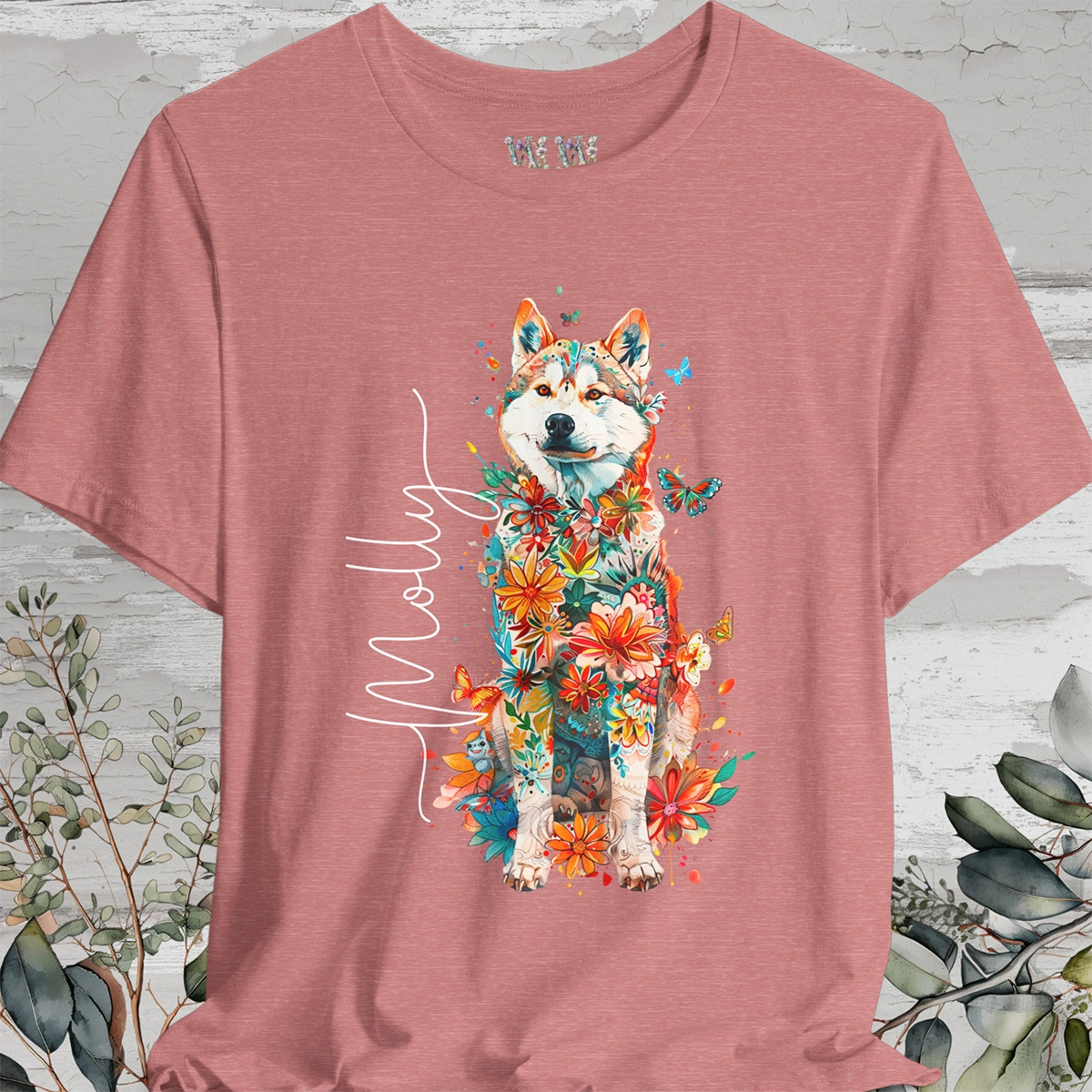 Husky Floral Personalized T shirt