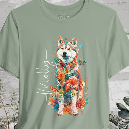 Husky Floral Personalized T shirt