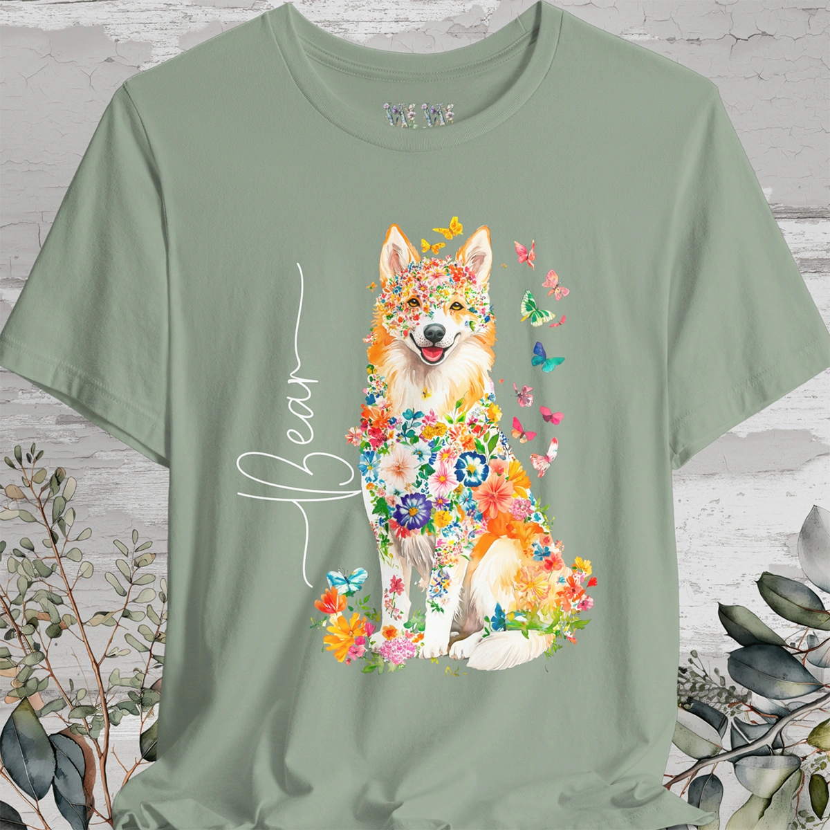 Icelandic Sheepdog #1 Floral Personalized T shirt