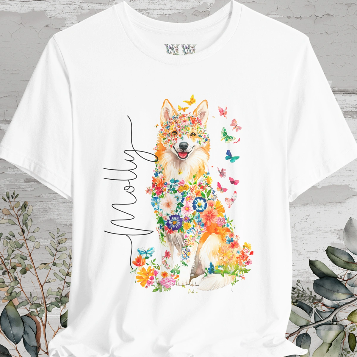 Icelandic Sheepdog #1 Floral Personalized T shirt