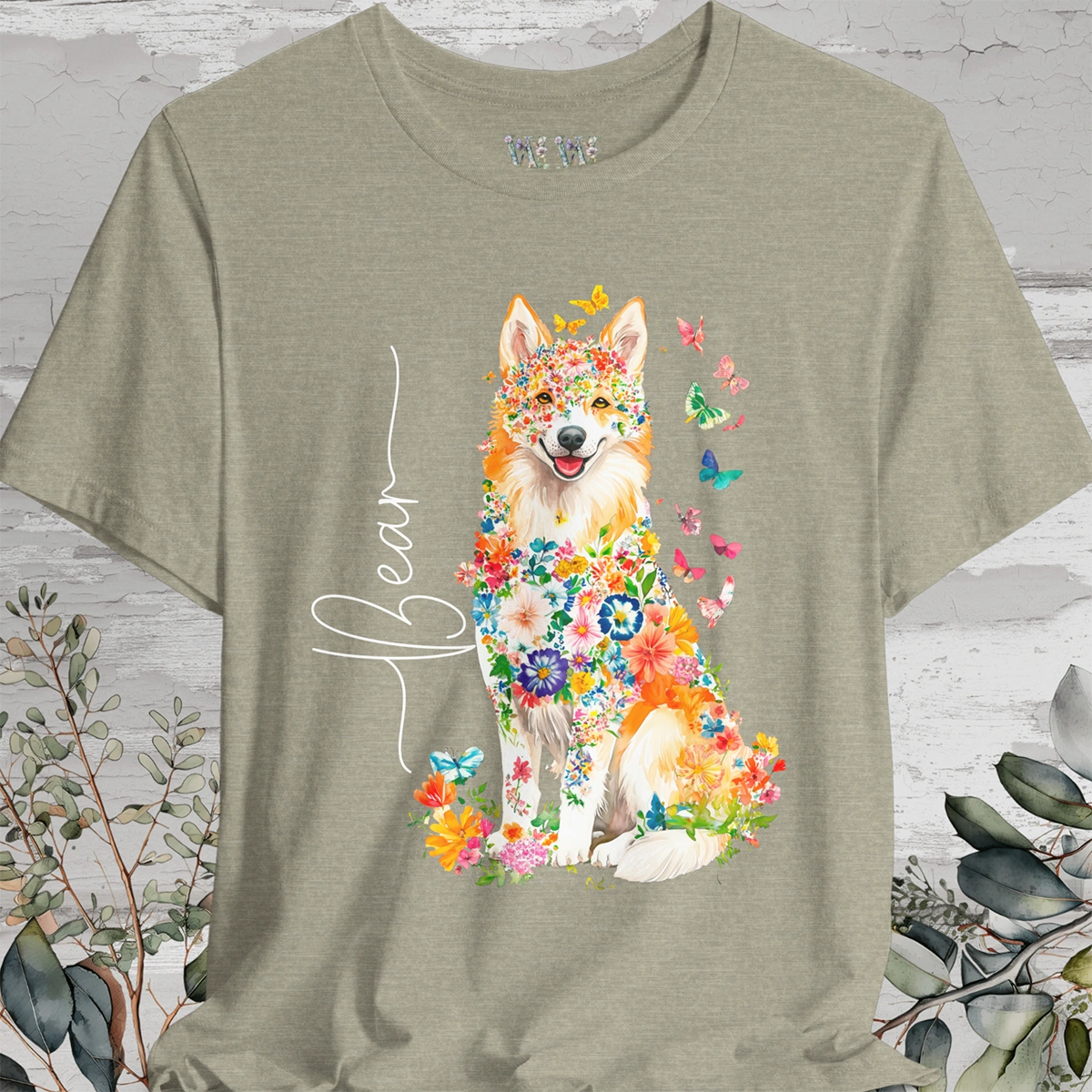 Icelandic Sheepdog #1 Floral Personalized T shirt