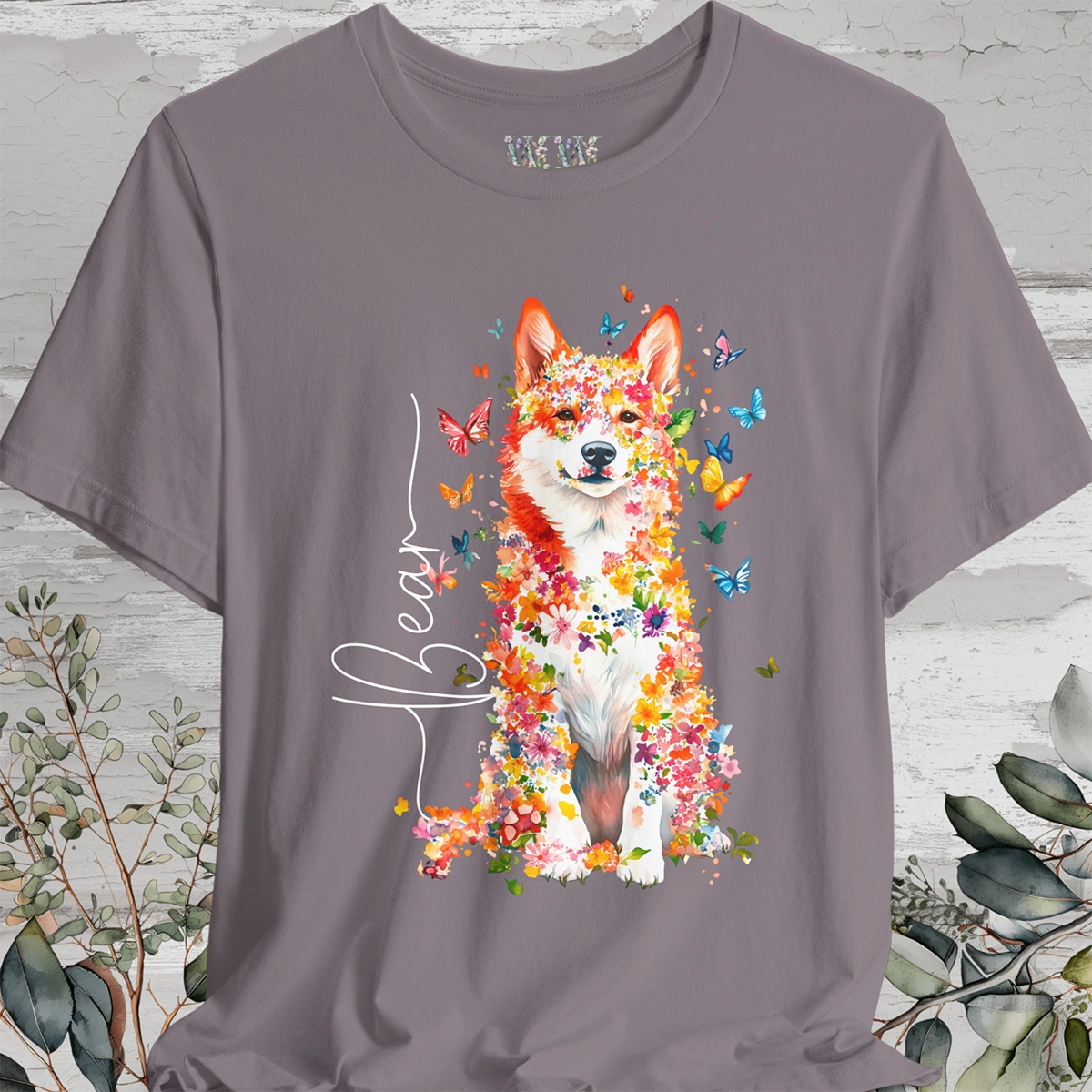 Icelandic Sheepdog #2 Floral Personalized T shirt