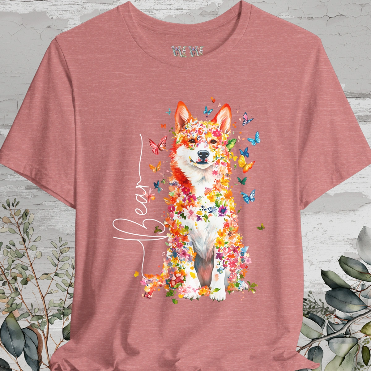 Icelandic Sheepdog #2 Floral Personalized T shirt