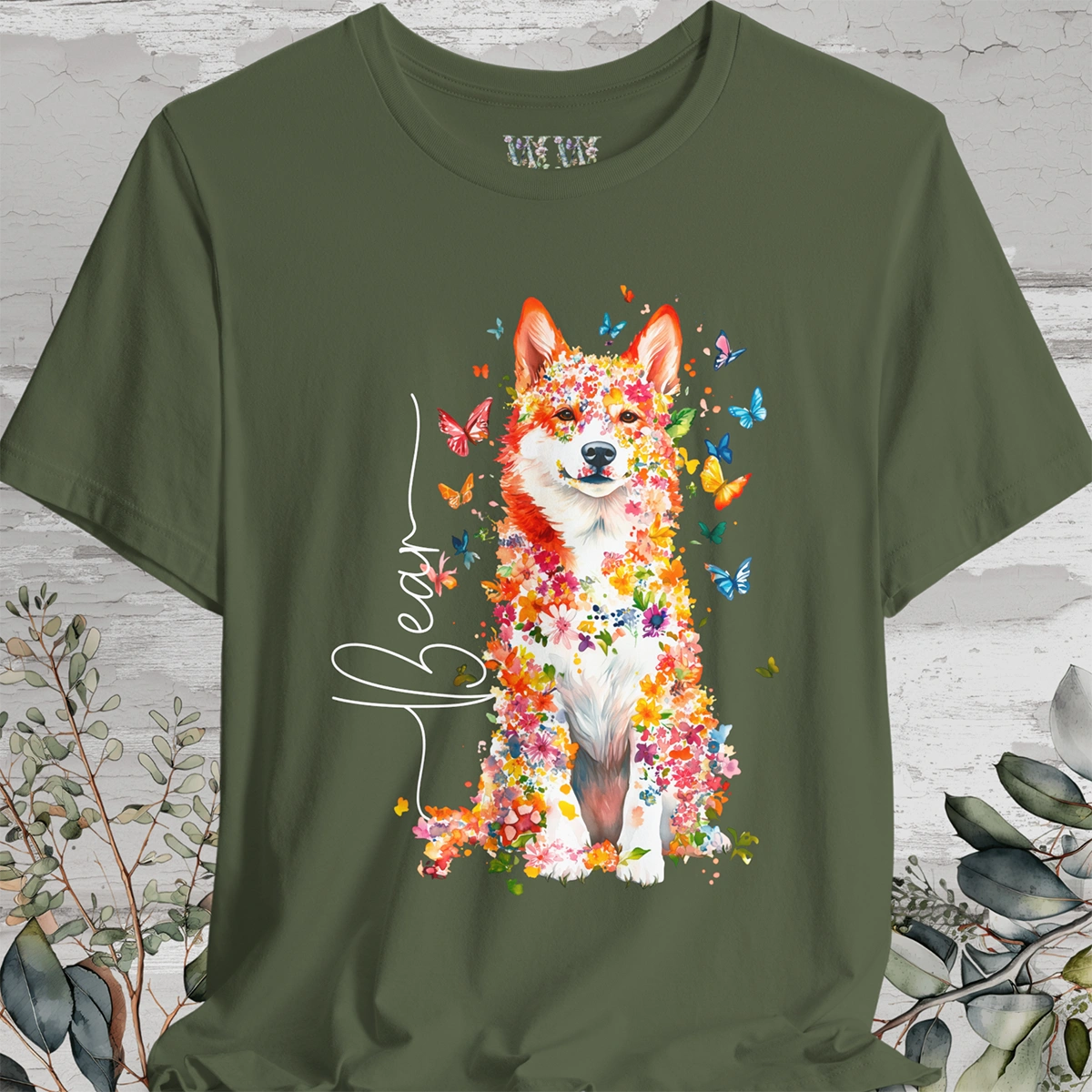 Icelandic Sheepdog #2 Floral Personalized T shirt