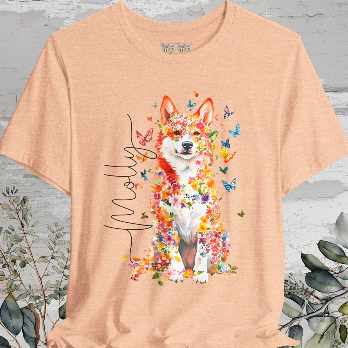 Icelandic Sheepdog #2 Floral Personalized T shirt