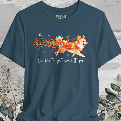 Icelandic Sheepdog  "Live like the gate was left open" Unisex T shirt