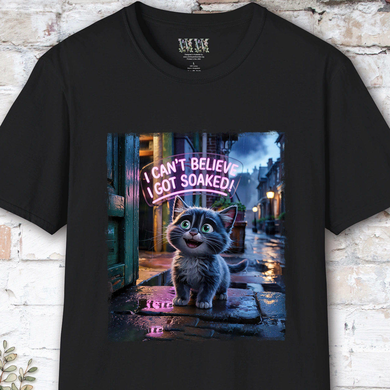 I Can't Believer I Got Soaked, Grey Kitten, unisex T shirt